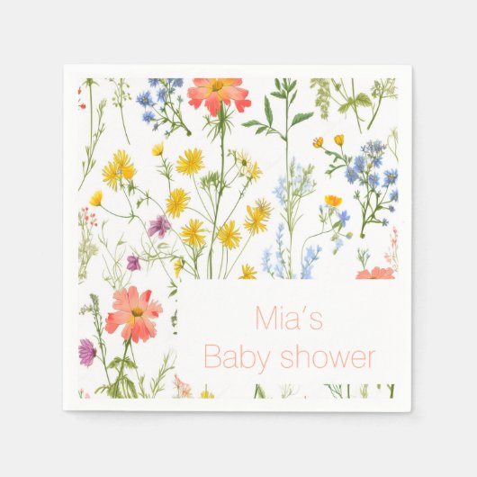 Botanische Wildblumen Babydusche Serviette (Vorderseite)