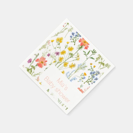 Botanische Wildblumen Babydusche Serviette (Ecke)