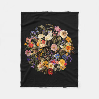 Botanische Wildblumen Blätter vintage Boho floral Fleecedecke