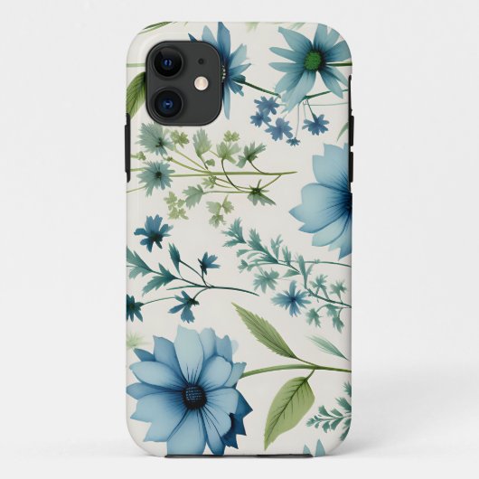 Botanische Wildblumen blau und grün Case-Mate iPhone Hülle (Rückseite)