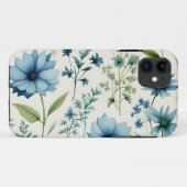 Botanische Wildblumen blau und grün Case-Mate iPhone Hülle (Rückseite (Horizontal))