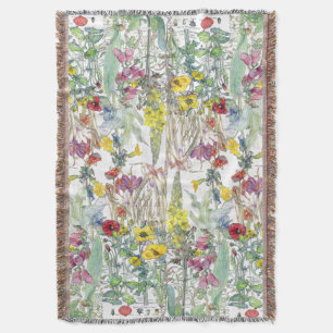Botanische Wildblumen Blumen Wurfdecke Decke