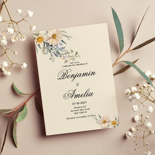 Botanische Wildblumen Blumengarten Hochzeit Einladung