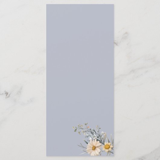 Botanische Wildblumen Blumengarten Hochzeitsmenü Programm (Rückseite)