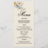 Botanische Wildblumen Blumengarten Hochzeitsmenü Programm (Vorderseite)