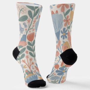 Botanische Wildblumen-Crew-Socken für Frauen Socken