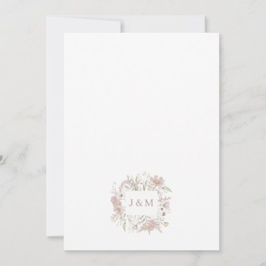 Botanische Wildblumen Dusty Rose Hochzeit Einladung (Rückseite)