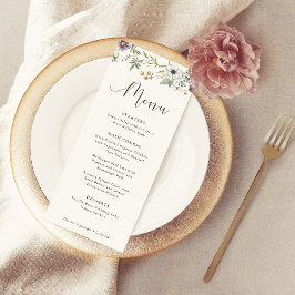 Botanische Wildblumen | Einfache Elegante Hochzeit Menükarte