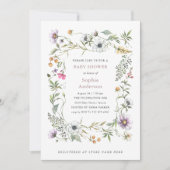 Botanische Wildblumen | Elegante Babydusche Einladung (Vorderseite)