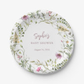 Botanische Wildblumen | Elegante Babydusche Pappteller (Vorderseite)