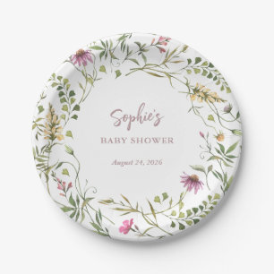 Botanische Wildblumen Elegante Babydusche Pappteller