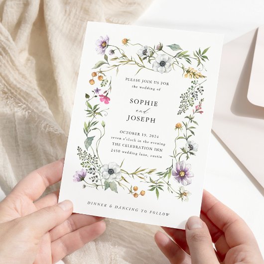 Botanische Wildblumen | Elegante Hochzeit Einladung