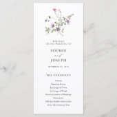 Botanische Wildblumen | Elegante Hochzeit Programm (Vorderseite)