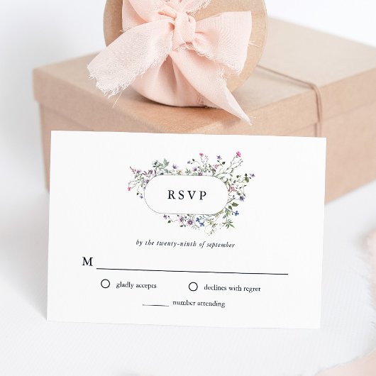 Botanische Wildblumen | Elegante Hochzeit RSVP Karte
