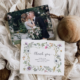 Botanische Wildblumen | Elegantes Hochzeitssemble Dankeskarte