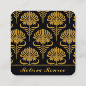 Botanische Wildblumen Elegantes Schwarzes Meer Quadratische Visitenkarte (Vorderseite)