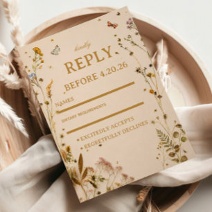 Botanische Wildblumen Eleganz RSVP Karte