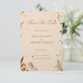 Botanische Wildblumen Eleganz Save The Date (Stehend Vorderseite)