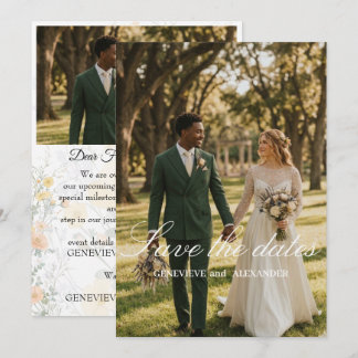 Botanische Wildblumen-Foto-Hochzeitseinladung Save The Date