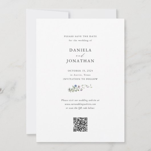Botanische Wildblumen | Foto- und QR-Code Save The Date (Rückseite)