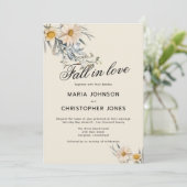 Botanische Wildblumen Garten Herbst in Liebe Hochz Einladung (Stehend Vorderseite)