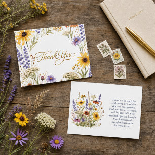 Botanische Wildblumen-Geburtstags-Skript Dankeschö Dankeskarte