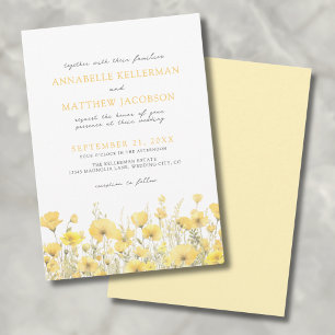 Botanische Wildblumen Gelbe Florale Hochzeit Einladung