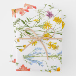 Botanische Wildblumen Geschenkpapier Set