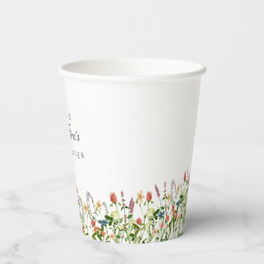 Botanische Wildblumen Getränkedokumente Pappbecher (Rückseite)