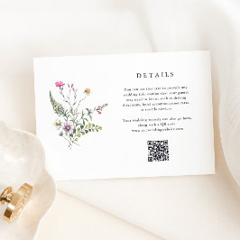 Botanische Wildblumen | Hochzeitdetails QR Code Begleitkarte