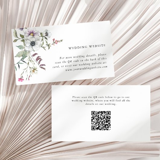 Botanische Wildblumen | Hochzeitsseite QR Code Begleitkarte