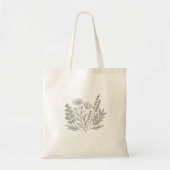 Botanische Wildblumen-Linienkunst Tragetasche (Vorne)