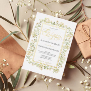 Botanische Wildblumen mit weißer Blüte Hochzeit Folieneinladung