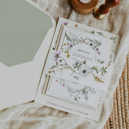 Botanische Wildblumen | Monografische Hochzeit Einladungsbanderole