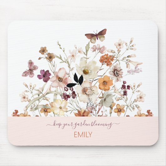 Botanische Wildblumen Mousepad (Vorne)