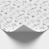 Botanische Wildblumen-Muster für Schwarz-Weiß-Kräu Geschenkpapier (Ecke)
