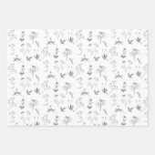 Botanische Wildblumen-Muster für Schwarz-Weiß-Kräu Geschenkpapier Set (Vorderseite 3)