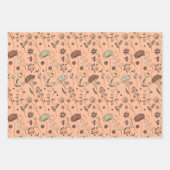 Botanische Wildblumen Peach Fuzz & Olive Green Geschenkpapier Set (Vorderseite)