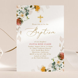 Botanische Wildblumen Taufe Christening Einladung