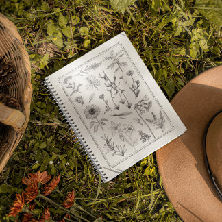 Botanische Wildblumen Vintages Blumenbuch Notizblock