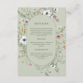 Botanische Wildblumen | Weiche grüne Hochzeitdetai Begleitkarte (Vorderseite)
