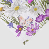 Botanische Wildblumen weiß, blau und Lila  Seidenpapier (Detail)