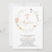 Botanische Wildblumen Wreath Taufe Christening Einladung (Vorderseite)