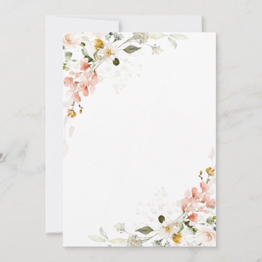 Botanische Wildblumen Wreath Taufe Christening Einladung (Rückseite)