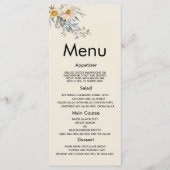 Botanische Wildblumengarten Blumen Hochzeitsmenü Programm (Vorderseite)