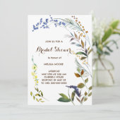 Botanische Wilde Blume Bridal Dusche Einladung (Stehend Vorderseite)