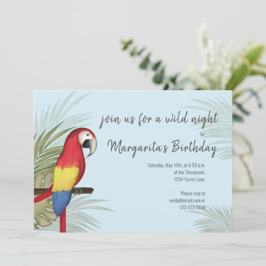 Botanische Wildvögel - tropische Vegetation Einladung (Stehend Vorderseite)