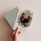 Botanische Winterbeeren-Grün-Hochzeit Save The Date