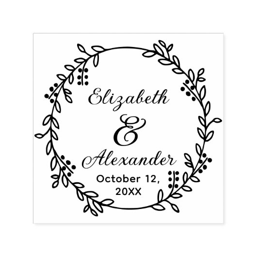 Botanische Wraath Bride Groom Namen Datum SC Hochz Permastempel (Design)
