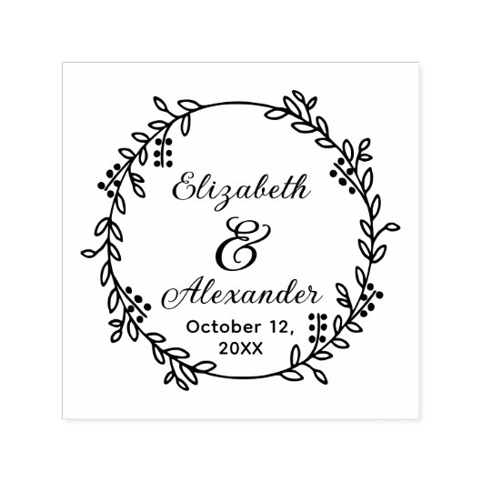 Botanische Wraath Bride Groom Namen Datum SC Hochz Permastempel (Design)